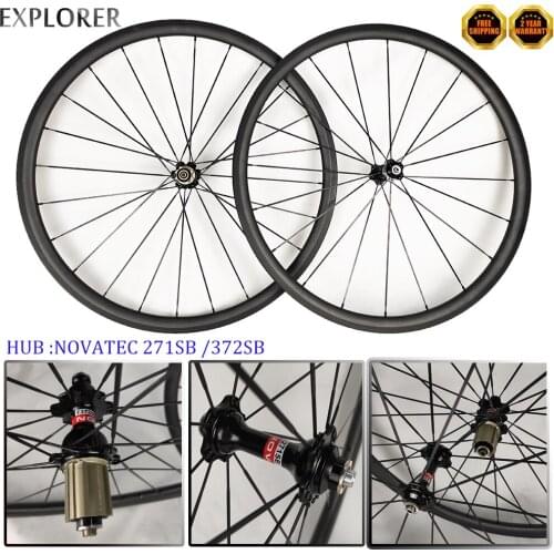 Superlight Wheelset 700C Carbon Road Racing wheels 30mm* 24mm V Brake NOVATEC 271 372SB Durable Road Wheel Road Cycling