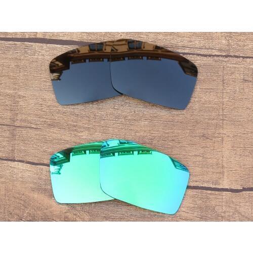 Vonxyz 2 Pairs Stealth Black & Jade Mirror Polarized Replacement Lenses for-Oakley Twitch Frame