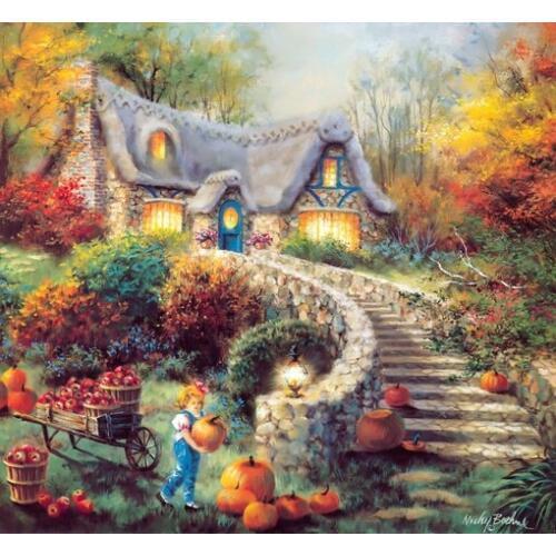 Embroidery Mountain Scenery Cabin Needlework Crafts 14CT Canvas Unprinted DIY Quality Arts Cross Stitch Kits Handmade Decor