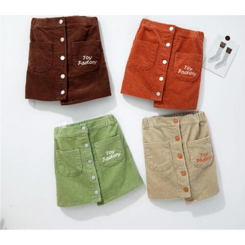 2 3 4 5 6 Years Toddler Baby Skirt High Quality Corduroy Letter Printing Kids Pettiskirt Single-breasted A-line Skirts For Girls