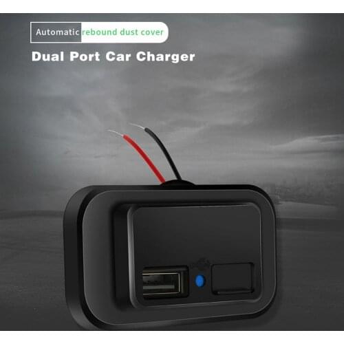 LED Dual USB Charger Socket 12V-24V For Motorcycle Auto Truck ATV Boat Car RV Bus 2.1A + 1A Power Adapter Outlet Dustproof