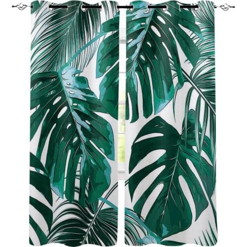 Palm Leaves Green Tropical Plant Curtains for Room Window Curtain Kids Drapes for Bedroom Living Room Window Treatment