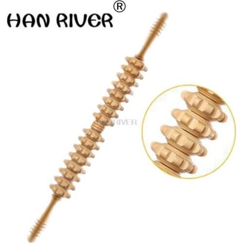 Green six rounds of encryption thick shaft Yoga meridian rod body massage roller pounded his waist back massage neck leg wooden