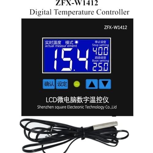 ZFX-W1412 Microcomputer temperature controller control thermostat switch Sensor cooling heating board 12V 24V 220V 40% off