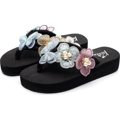 Women sandals summer flat pearl sandals flip flops rome shoes string bead slippers mujer gladiator sandalias sapatos femininos