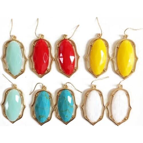 8 Colors Option Hot Fashion Chunky Oval Water Drop Earrings For Lady