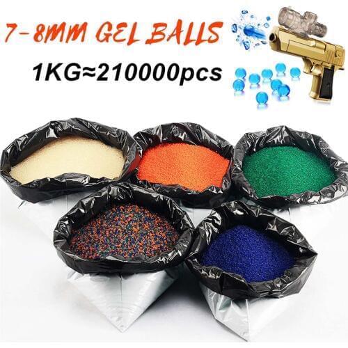 1KG/Lot Gel Balls Crystal Water Bead 7-8mm Hardened Bullet 5 Colors for Toy Gun Home Decor Gel Gun Blaster Toy