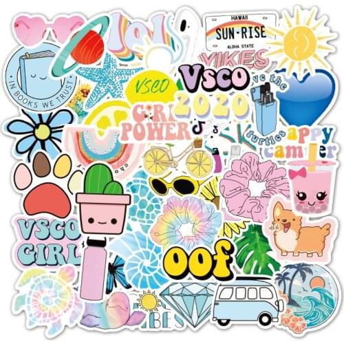 10/50/100PCS Cartoon Blue INS Style Vsco Girl Stickers for Laptop Moto Skateboard Luggage Notebook Laptop Toy Sticker Sticker