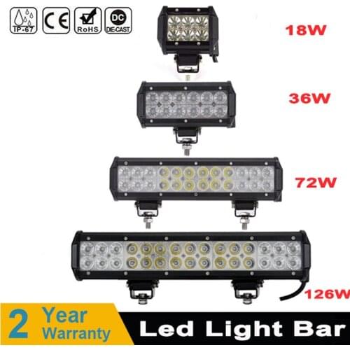 2pcs 18W 36W 72W 126W Led Light Bar Work Lights 12v Spot Flood Combo Beam for Truck Tractor ATV SUV 4X4 4WD Offroad Headlights