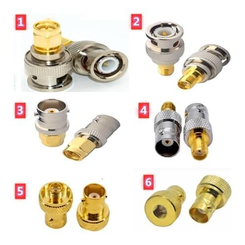 2pcs RF adapter BNC-SMA BNC Male Jack Nickel Plating To SMA Female Plug Gold Plating Jack RF Connector high quality