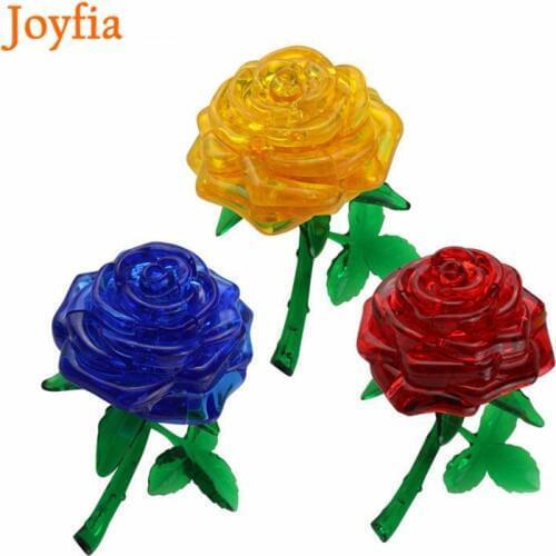 3D Crystal Puzzle Jigsaw Model DIY Rose Puzzle Beautiful Craft IQ Toy Flower Furnish Gift Educational Toys for Kids Children