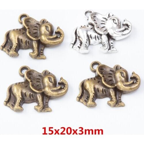 40 pieces of retro metal zinc alloy elephant pendant for DIY handmade jewelry necklace making 7490