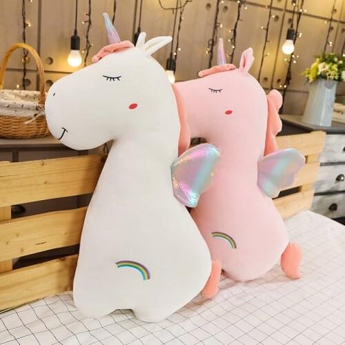60/80cm Lovely Cartoon Baby Unicorn Plush Toy Cute Unicorn Lovely Animal Horse Stuffed Pillow Kid Gifts