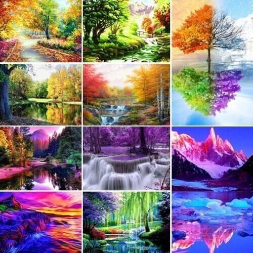 30x40x50x60x70 diamond painting 5D Full Square embroidery mosaic Cross Stitch Cute Landscape tree water DIY home Decoration gift