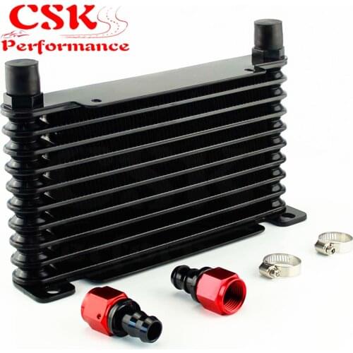 AN10 32mm Aluminum 10 Row Engine/Transmission Racing Oil Cooler+Fittings Black