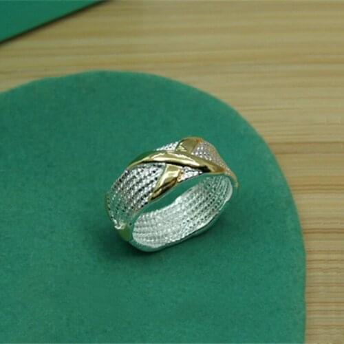 BABYLLNT 925 Sterling Silver Letter Gold X Ring For Women Wedding Engagement Party Fashion Charm Jewelry Gift