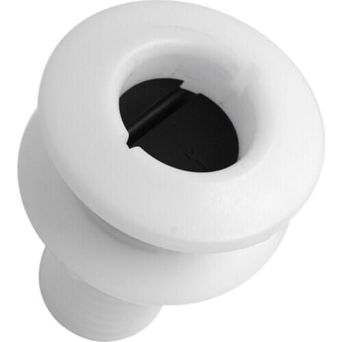 White Plastic Thru-Hull Bilge Pump And Aerator Hose Fitting For 2" Hose