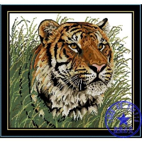 FREE delivery Popular Top Quality counted cross stitch set tiger in the grass animal