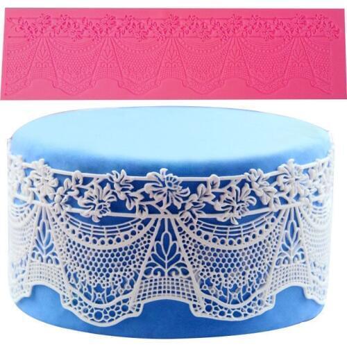 Free Shipping Silicone Lace Mold Fondant Cake Decorating Tools Sugarcraft Cup Cake Decorations Molds Pastry Silicone Cake Molds