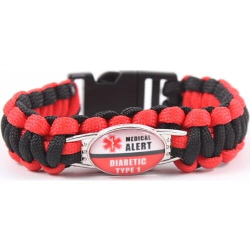 Medical Alert Paracord Bracelet 550 Rope Escape Bracelet For Men Women Kids Child Blood Thinner Type 1 Diabetes Bangles Jewelry