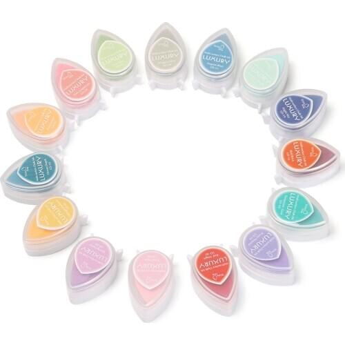 15 colors Ink Stamp Pads Gift for Children Water Droplets Inkpad Colorful Ink Pad Kids Favors DIY Scrapbooking Drop Shape