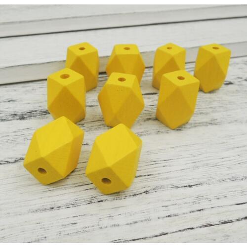 Wood geometric DIY beading smooth 22 x 14mm haxtagon WOODEN ACCESSORY YELLOW EA462