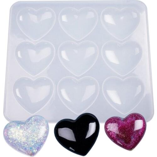 Diy crystal Epoxy 9 love heart shaped Resin mold silicone mirror pendant handmade aromatherapy plaster decoration table mold