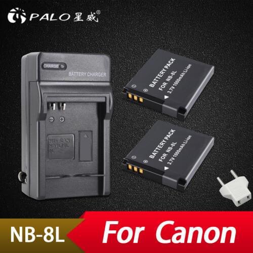 2x1000Mah NB-8L NB8L Battery Pack+Charger For Canon PowerShot A3300 A3200 A3100 A3000 A2200 A1200 IS Camera Replacement Batteria