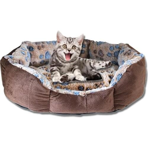 Pet Dog Bed Warm Winter Plaid Non-slip Bottom Kennel Cat Nest With Removable Cushion Sleeping House for Puppy Small Dogs #W0