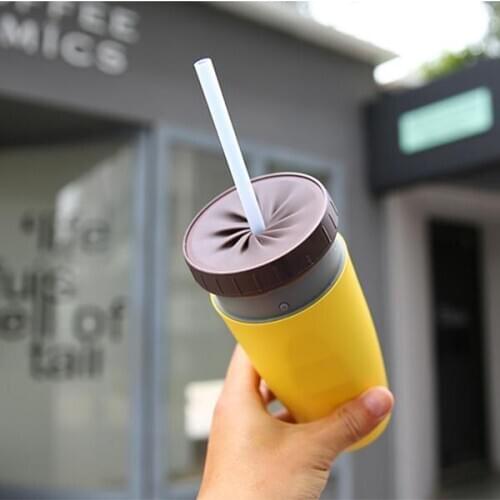 Double Wall Tumbler Mugs Kitchen Accessories Cup Adjustable Cup Handy straw cup Portable Creative plastic cup for young people