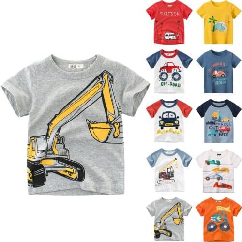 Summer Toddler Infant Kids Baby Boys Girls T-Shirt Cotton Cute Cartoon Mechanical Printed Short Sleeve Tops For 1-7 Years Old#p4