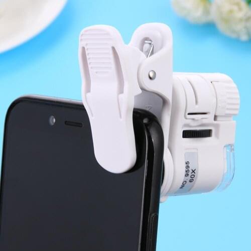 Microscope 60X Phone Digital Microscope Camera with LED Light Phone Universal Mobile Magnifying Lens Macro Zoom Camera Clip