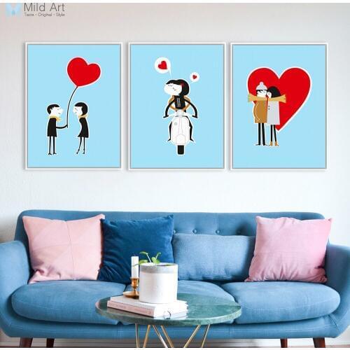 Mondern Boy Girl Love Kiss Wedding Decoration Valentine Day A4 Large Art Prints Poster Couple Pictures Canvas Painting Home Wall