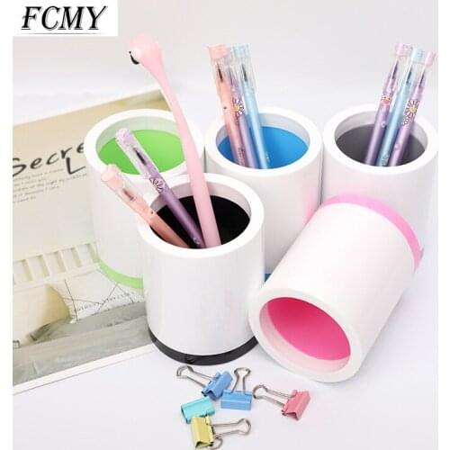 New Creative Desktop Storage Multifunctional Cute Removable Pen Holder Desk Supplies Simple and Fresh Desktop Plastic