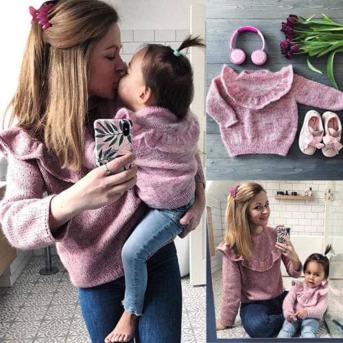 New Autumn Pink Knit Sweater Kid Infant Baby Girl Ruffle Warm Winter Jumper Pullover Top Children Fashion Casual Sweater Outwear