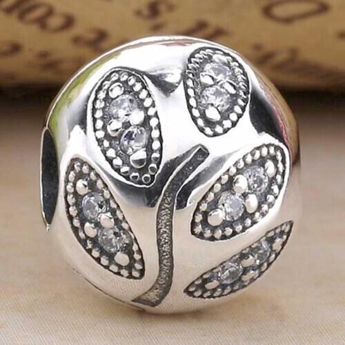 Original Crystal Sparkling Leaves Clip Stopper Beads Fit 925 Sterling Silver Bead Charm Bracelet Diy Jewelry
