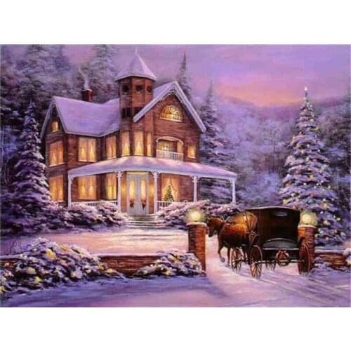 Full Square Diamond Painting Winter Snow 5D DIY Diamond Mosaic Landscape Embroidery Snowman Rhinestones Christmas Gift