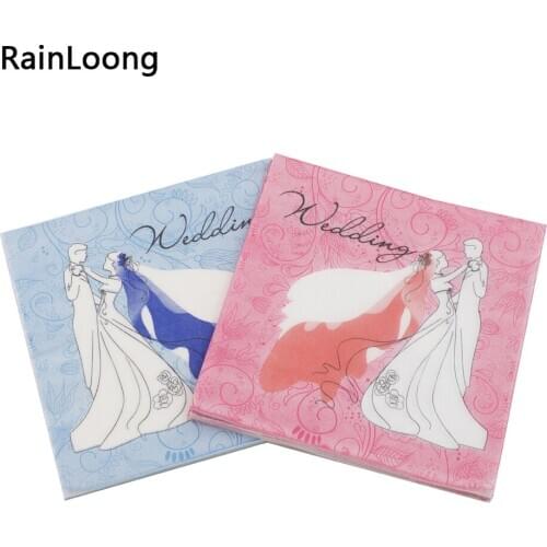 [RainLoong] Pink Wedding Paper Napkin Festive & Party Supplies Tissue Napkins Decoupage 33cm*33cm 1 pack (20pcs/pack)