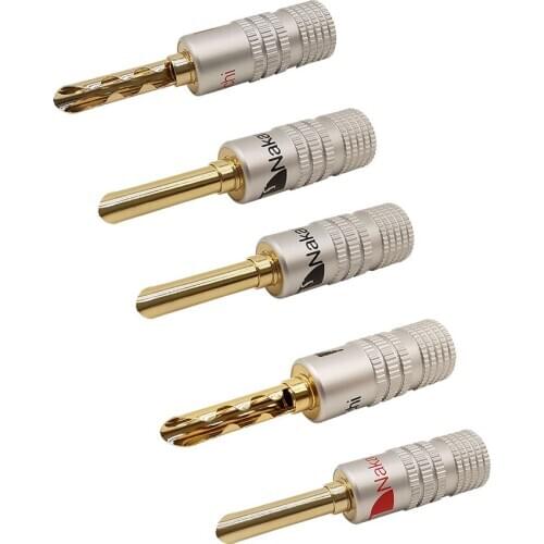 5Pcs 4mm Banana Plug Speaker Audio Amplifier Connector Gold-plated Double Screw Lock Plug 4mm Binding Post Banana Plug Adapter