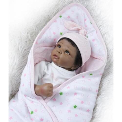 Silicone Reborn Dolls Black Baby Toys for Children 55cm Lifelike Baby Reborn Indian Doll with Clothes