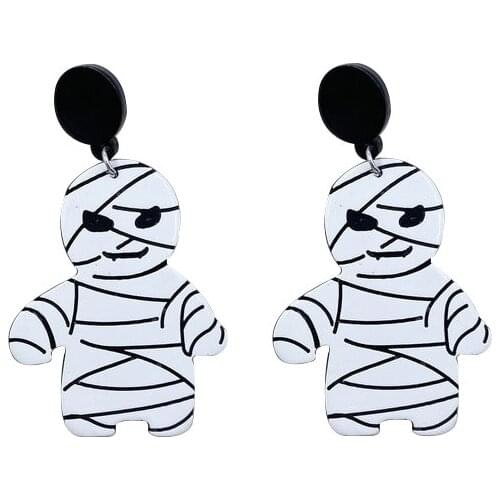 Donarsei Cute Mummy Halloween Earrings For Women Hallowmas Funny Costume Cosplay Zombie Dangle Earring Gift