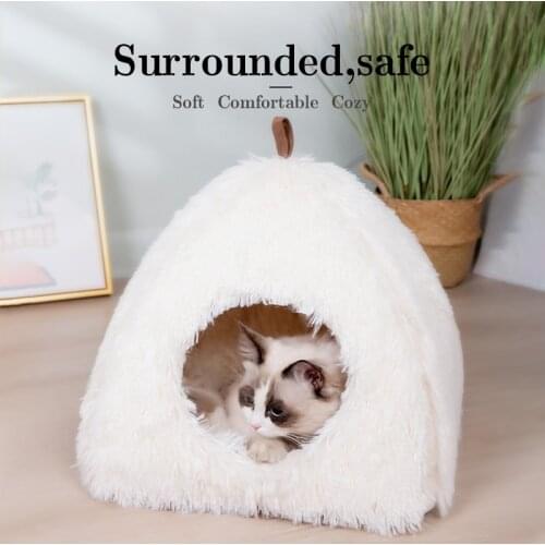 Super Soft Long Plush Warm Pet Mat Cute Lightweight Kennel Cat Sleeping Basket Bed Triangle Fluffy Comfortable Touch Pet Product