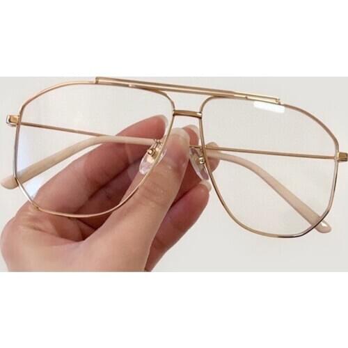 Vintage Pilot Glasses Frames For Women Men Transparent Lens Metal Brand Designer Prescription Glasses Espejuelos Mujer