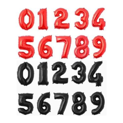 16inch red black 0-9 number Birthday Party Decorations kids Foil Balloons Party Supplies Wedding/Halloween/Christmas