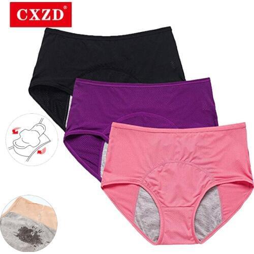 CXZD Women Panties Underwear Physiological Menstrual Womens Cotton Breathable Period Leak Proof High Waist Warm Female Briefs