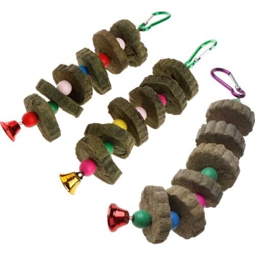 Pet Teeth Grinding Strand Grass Cookie Bead Toys Hanging Cage Bell Sound Molar Chew Bite For Chinchilla Parrot Rabbit Bird Pig