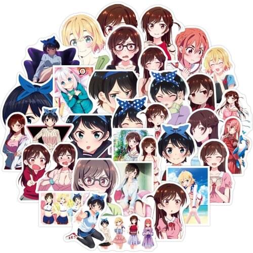 10/50Pcs Anime Rent A Girlfriend Stickers Cute Kawaii Anime Girls Sticker for Laptop Skateboard DIY Toys Decals