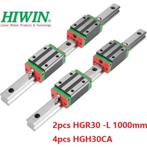 2pcs 100% Original New Hiwin HGR30 -L 1000mm linear guide/rail + 4pcs HGH30CA linear narrow blocks for CNC router