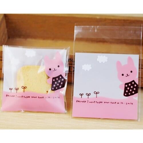 100pcs/lot 7cm Lovely Animal Printed Plastic Bags Cookie Snacks Packaging Bags for Biscuits Baking Wedding Candy Bags Pouches