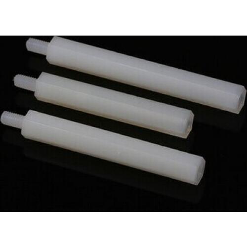 100pcs M4*24+6 mm Hexagon nylon column Single head isolation column support interval column Nylon plastic sticks